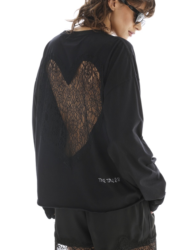 THE TALES - Heart Back Lace Long Sleeve Tee