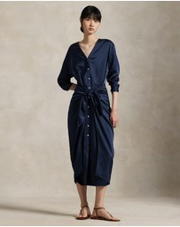 Polo Ralph Lauren - Satin Tie-Front Wrap Shirtdress