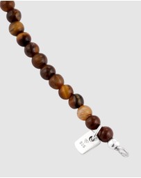 Kuzzoi - ICONIC EXCLUSIVE - Bracelet Male Beads Tigers Eye 925 Sterling Silver