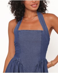 Petal & Pup - Milford Halterneck Midi Dress - Dark Denim