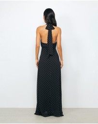 AERE - Leah Spot Halter Maxi Dress