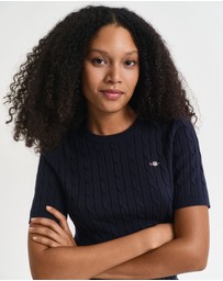 Gant - Stretch Cotton Cable Short Sleeve Knit