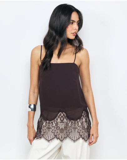 AERE - Alina Lace Trim Cami Top