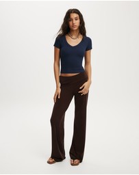 Cotton On - Goldie Rib V Neck Short Sleeve