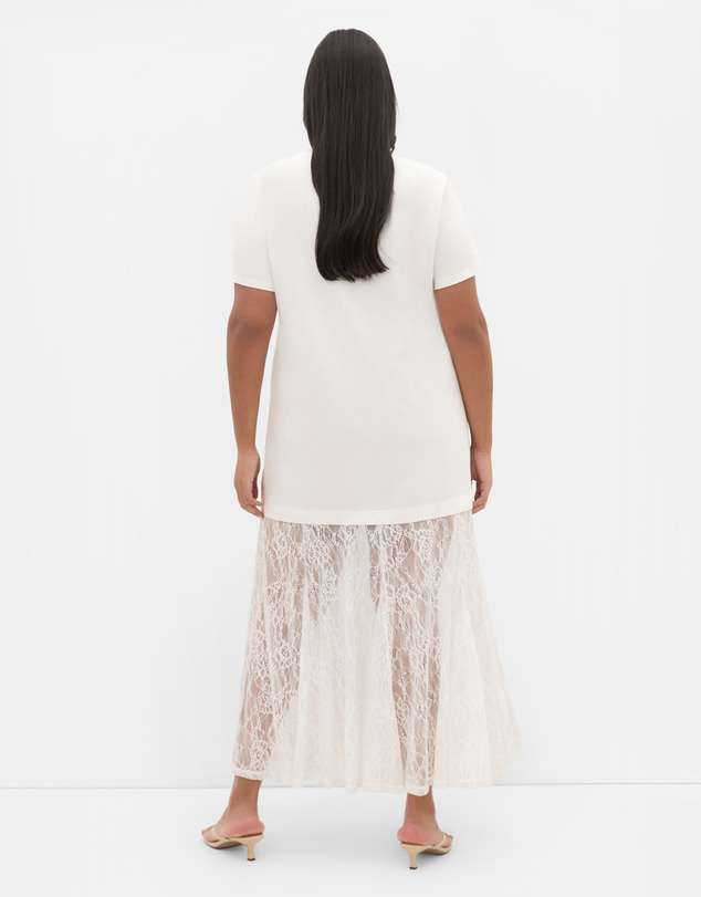 City Chic - Plus size Aura Lace Hem Dress - ivory