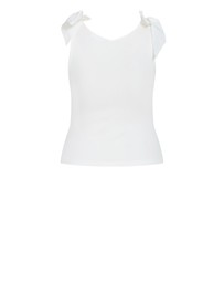 City Chic - Plus size Emma Bow Rib Tank - ivory
