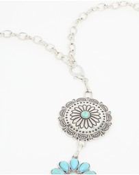 Lovisa - Silver & Turquoise Stone Boho Flower Ornate Belt