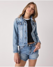 Decjuba Kids - Abbie Rolled Cuff Denim Shorts - Kids-Teens