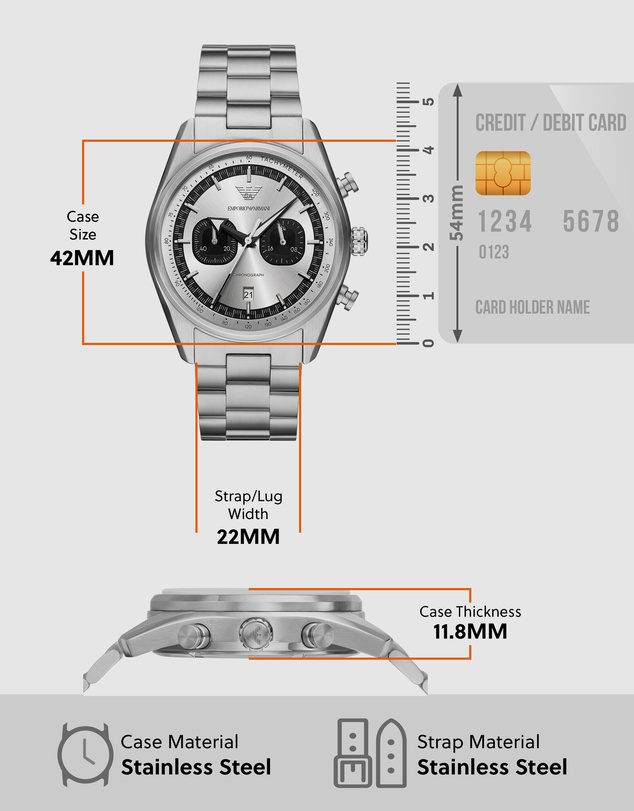 Emporio Armani - Silver Tone Chronograph Watch