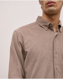 Trenery - Regular Fit Cord Shirt in Cinder