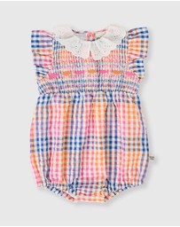 Goldie + Ace - Rainbow Gingham Lani Smocked Romper - Babies
