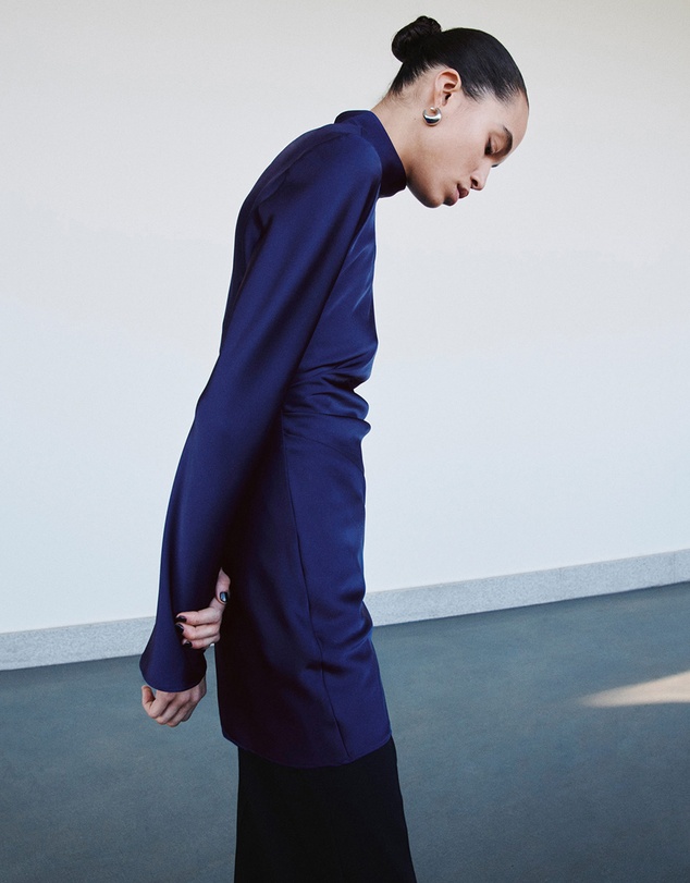 M.N.G - Satin High-Neck Dress