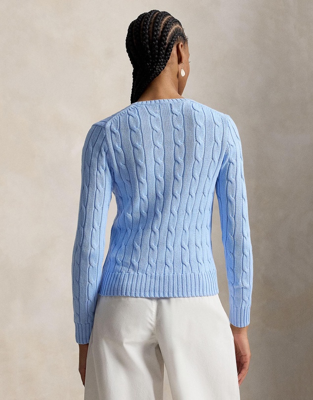 Polo Ralph Lauren - Cable-Knit Cotton V-Neck Sweater - The ICONIC Exclusive