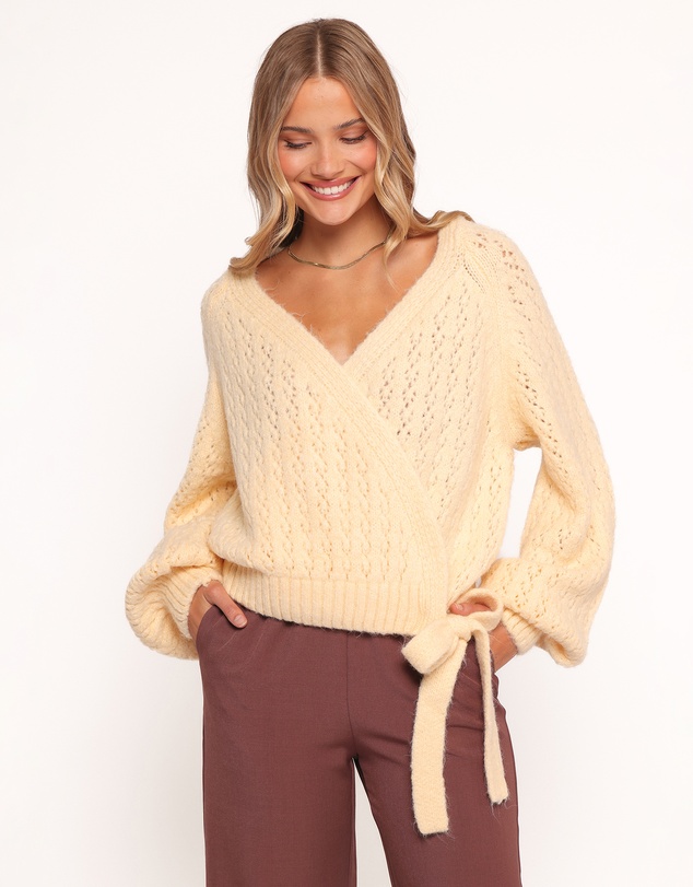 Petal & Pup - Etta Ballet Wrap Knit Sweater - Butter