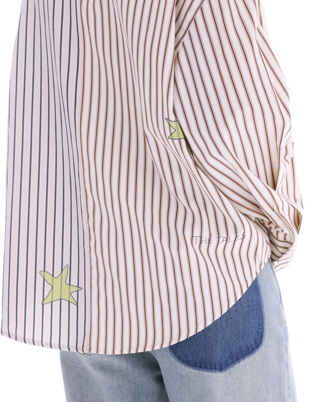 THE TALES - Half n Half Illustrated Muse Stripe Shirt