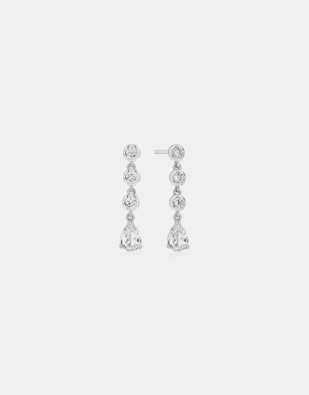 Ania Haie - Ania Haie Silver Molten Cascade Bezel-Set Teardrop Stud Earrings