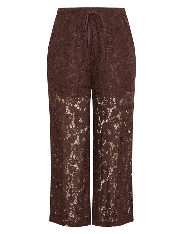 City Chic - Plus size Lani Lace Pant - chocolate