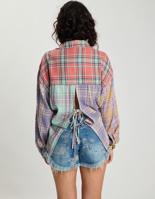 ONE TEASPOON - Sunset Madras Check Tie Back Shirt