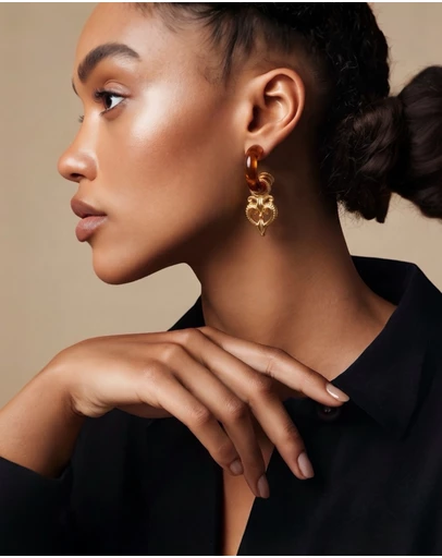 Mossée - Orange Marbled Acrylic Earrings