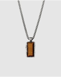Haze & Glory - ICONIC EXCLUSIVE - Necklace Men Tigers Eye Rectangle 925 Sterling Silver