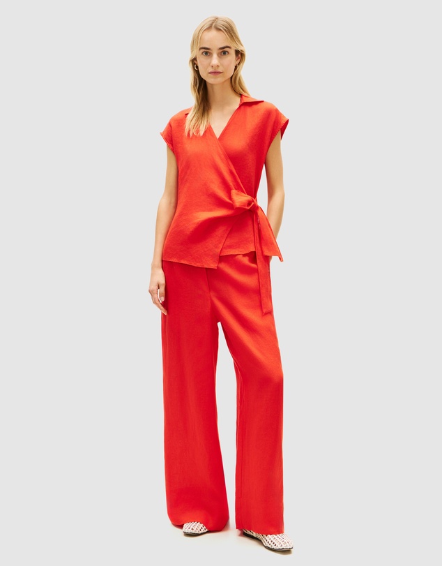 Tommy Hilfiger - Pure Linen Wrap Knot Sleeveless Blouse