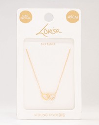 Lovisa - Gold Plated Sterling Silver Double Heart Cubic Zirconia Necklace