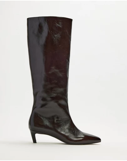 AERE - Nara Knee High Heeled Leather Boots
