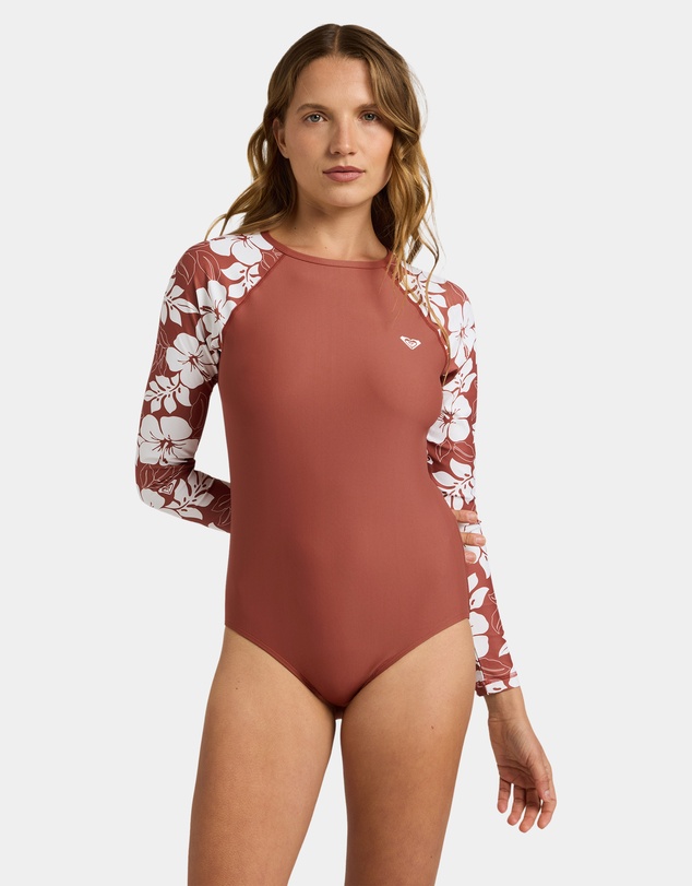 Roxy - Womens Basic Mix Long Sleeve One Piece Swimsuit