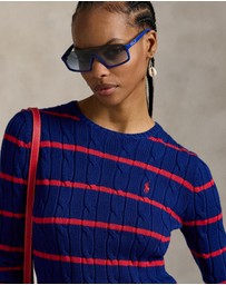 Polo Ralph Lauren - Striped Cable-Knit Cotton Sweater