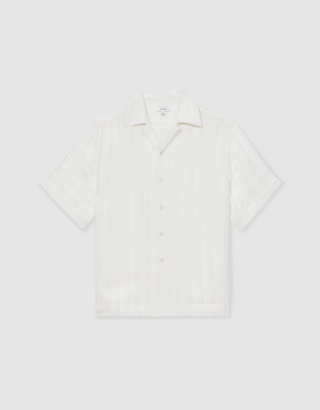 REISS - Melba SS Stripe Jacquard Cuban Shirt