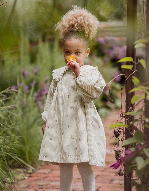 Fox & Finch - Orchard Bloom Emb. Stripe Dress - Kids