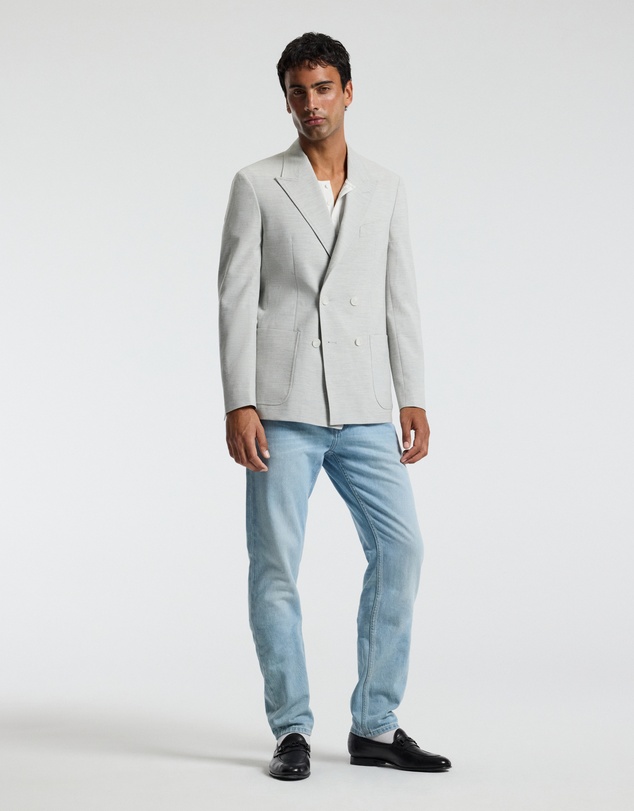 Calibre - Tech Seersucker Double Breasted Blazer Silver