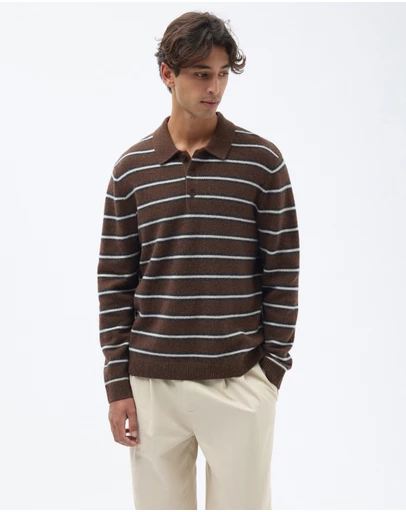 AERE - Stripe Wool Polo