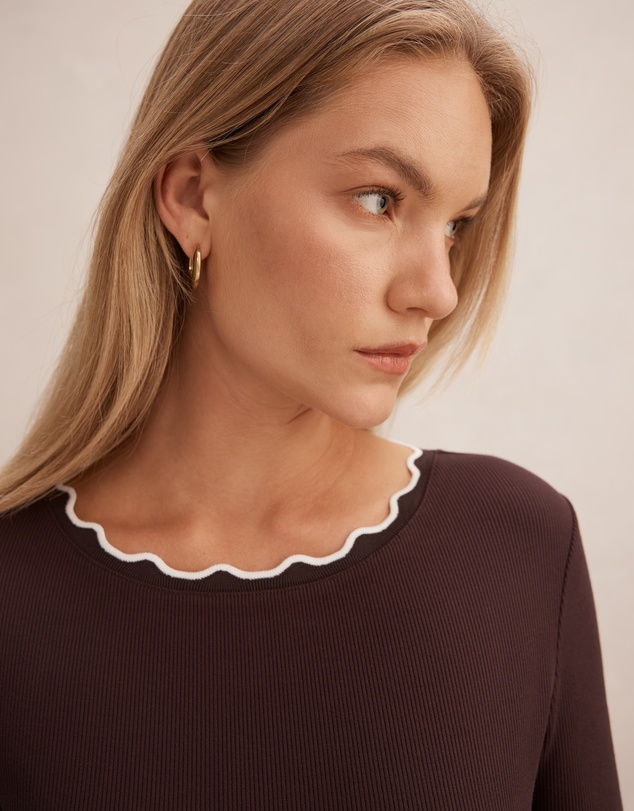 Forever New - Rebecca Scallop Long Sleeves Top