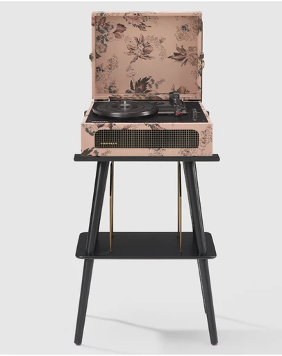 Crosley - Crosley Voyager Bluetooth Portable Turntable + Turntable Stand Bundle - Floral