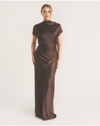 Six Stories - Batwing High Neck Satin Bridesmaid Dress