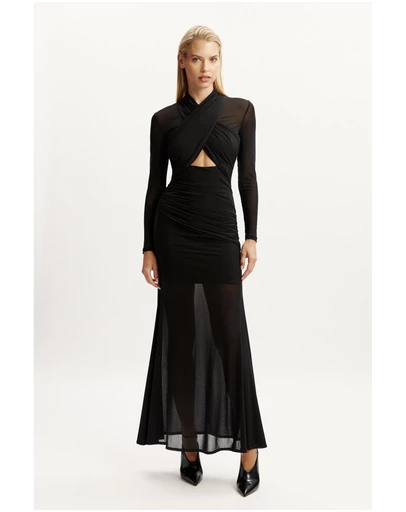Bardot - Veria Wrap Mesh Maxi Dress