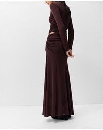 UNISON - Ruched Mesh Maxi Skirt