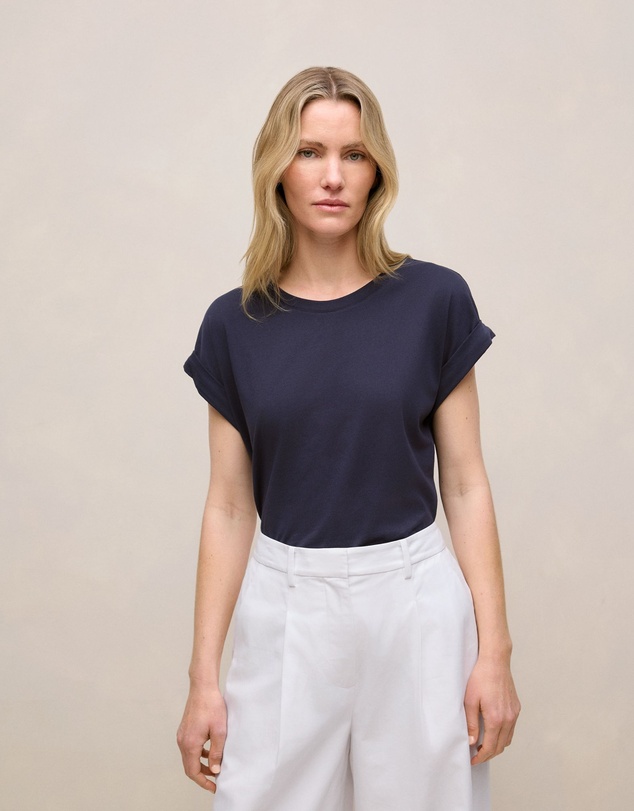 Trenery - Cotton Cuff Sleeve T-shirt in Night Sky