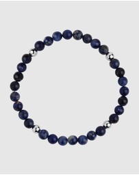 Najo - Apollo Men's 6mm Sodalite & Steel Elasticised Bracelet