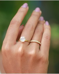 Elli Jewelry - Ring Women Eternity Set with Crystals in 925 Sterling Silver Gold Plated