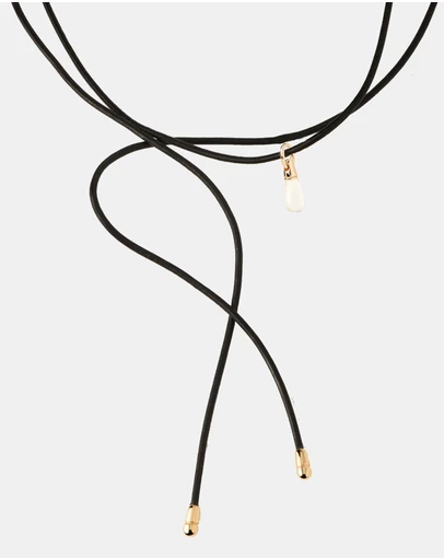 PDPAOLA - Rock Crystal Drop Pendant Leather Necklace