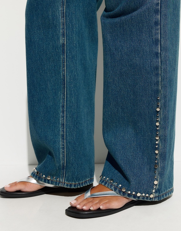 Dazie - Vegas Mid Rise Relaxed Studded Jeans