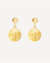 Ottoman Hands - Moon Face Gold Drop Earrings