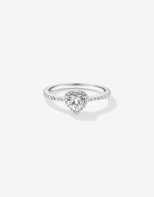 Michael Hill - Pave Heart Cubic Zirconia Halo Ring in Sterling Silver
