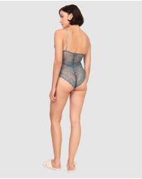 Oh!Zuza - V Neck Sheer Floral Lace Bodysuit