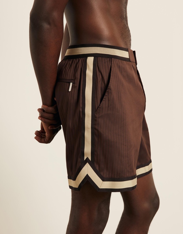 Che - Longer Pinstripe Baller Swimshorts