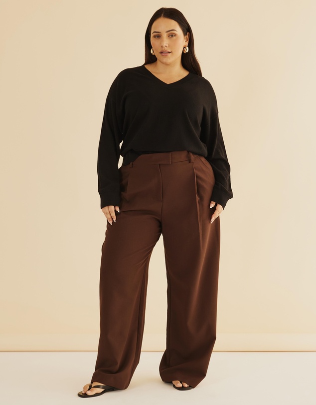 Atmos&Here Curvy - Organic Cotton Vneck Knit Jumper
