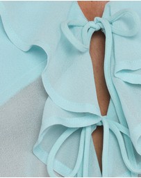 Petal & Pup - Aveline Chiffon Ruffle Front Top - Aqua