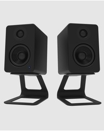 iWorld - Kanto SE2 Elevated Desktop Speaker Stands for Small Speakers - Pair, Black